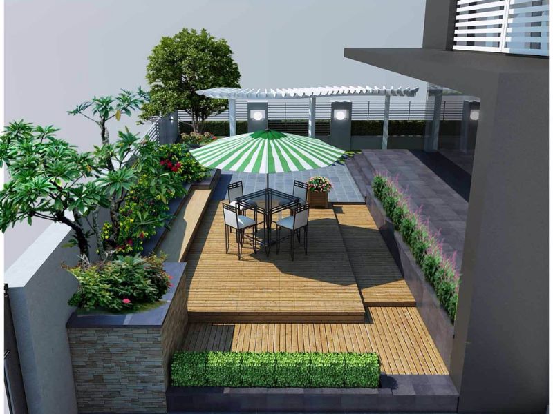Thi công tiểu cảnh sân thượng